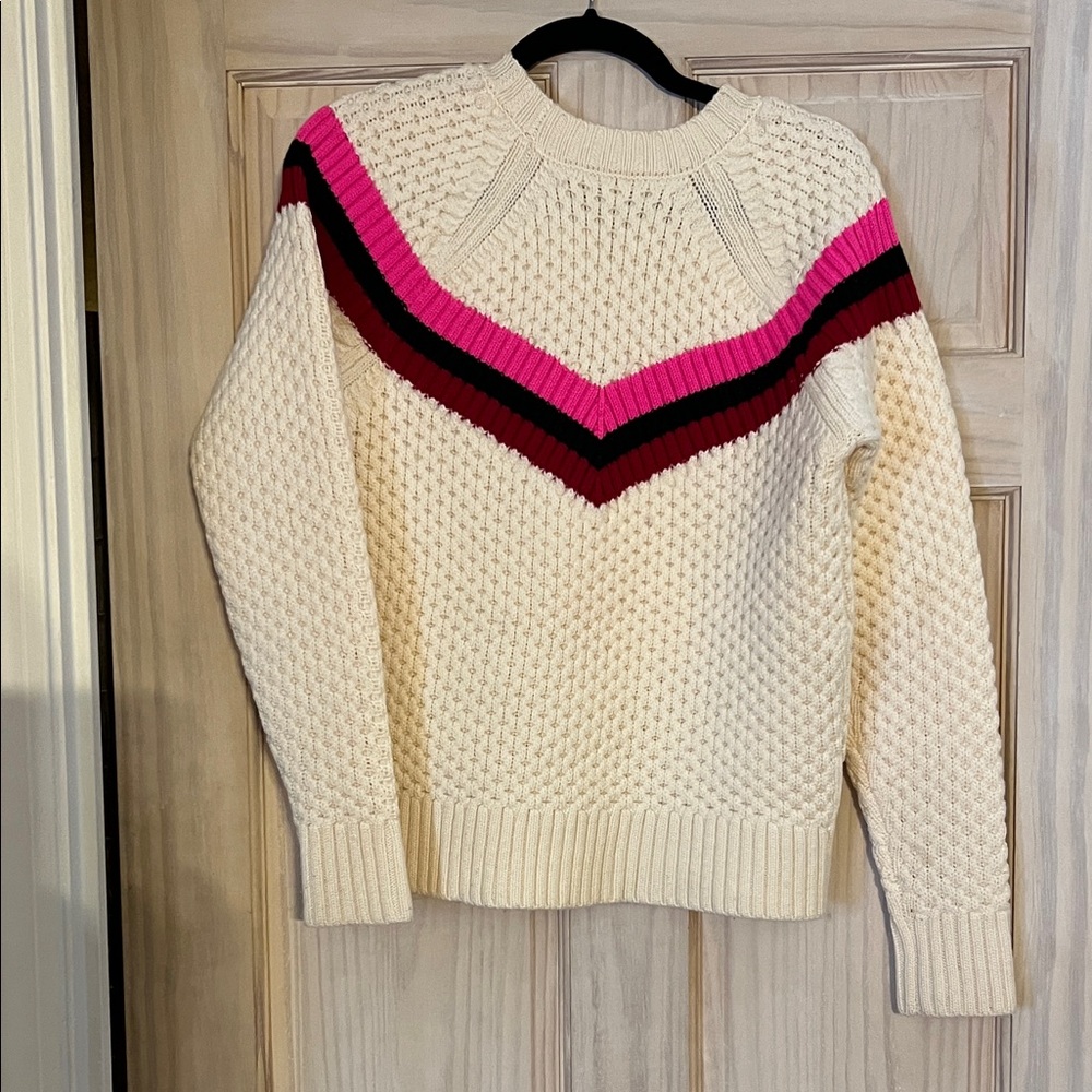 ๐๐ MILLY Small GUC Chevron Knit Sweater - Cream, Pink, and Red - Picture 9 of 13
